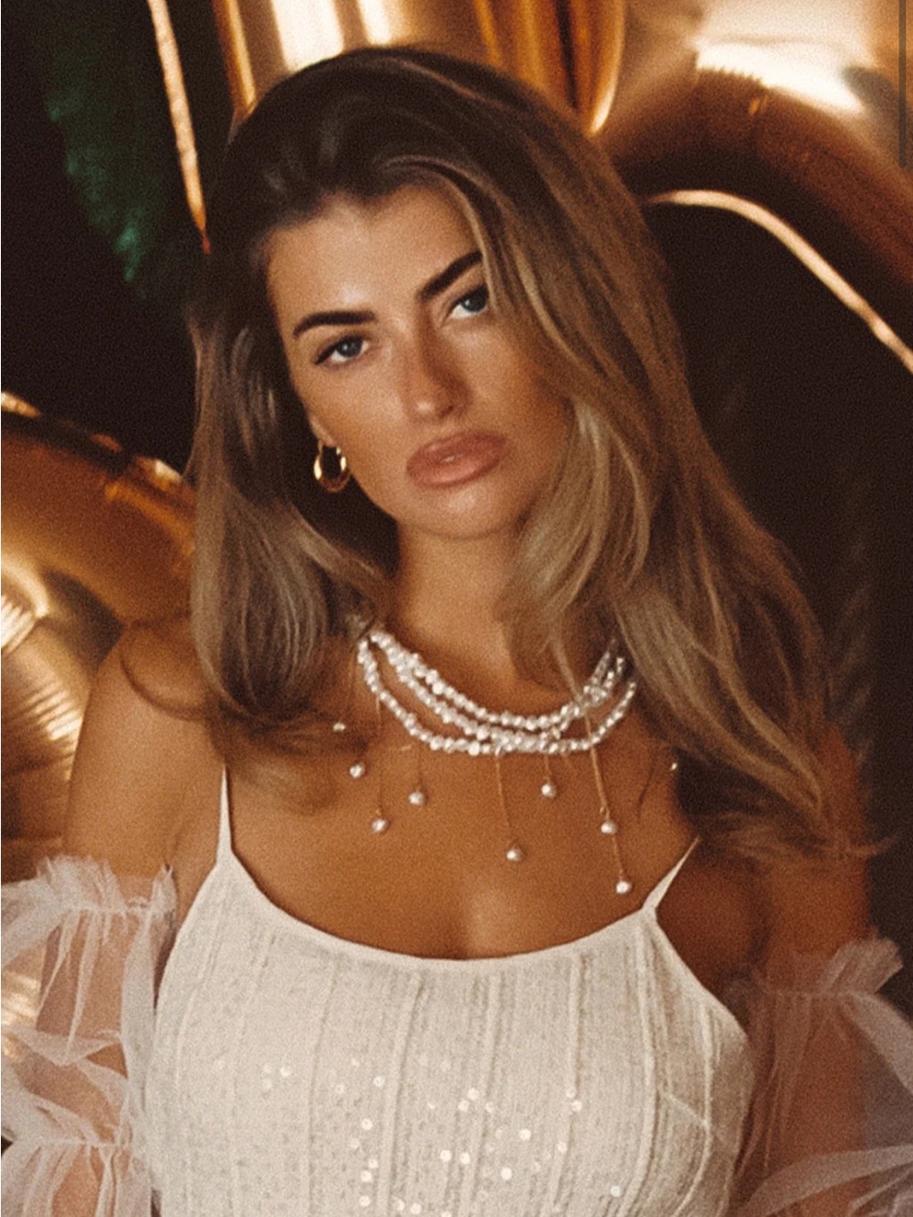 12th Tribe White Pearl Multi-Layer Necklace with Drop Pearls